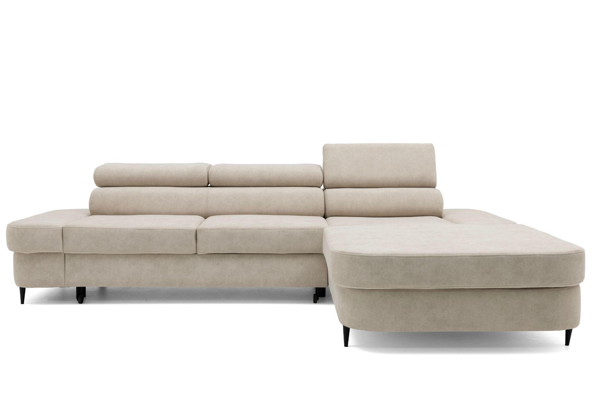 ECKSOFA JAZZ L Rechts mit Schlaffunktion 127x216 Velours Beige - Beige/Schwarz, Holz/Textil (237/285cm) - Muffo