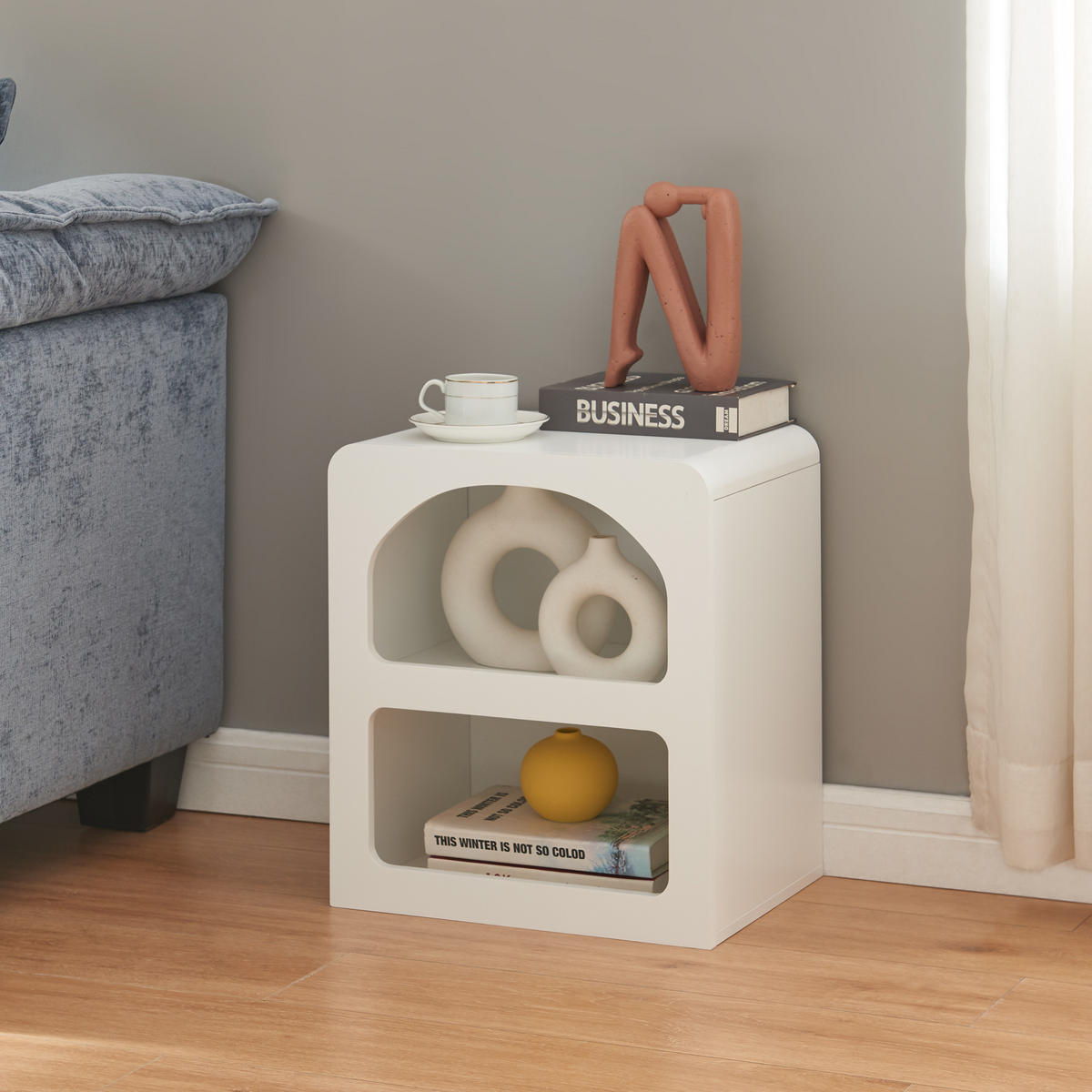 NACHTTISCH Vågå - Weiß, Holzwerkstoff (40/45/30cm) - [en.casa]