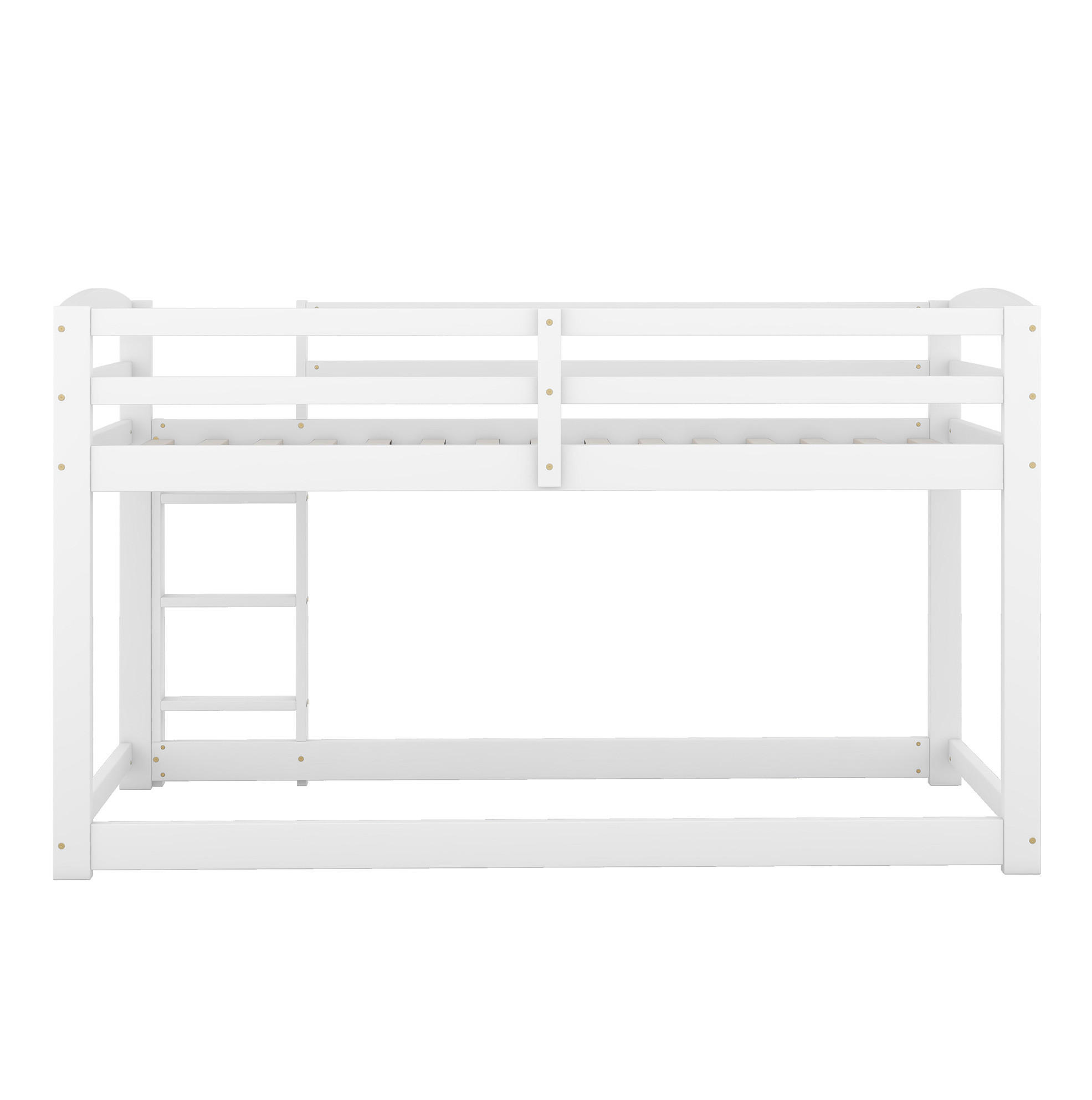 ETAGENBETT aus Kiefer 90x200 cm Weiß mit niedrigem Profil, Sicherheitsgeländer und platzsparendem Design - Weiß, Holzwerkstoff (90/200cm) - Modfu