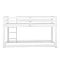 ETAGENBETT aus Kiefer 90x200 cm Weiß mit niedrigem Profil, Sicherheitsgeländer und platzsparendem Design - Weiß, Holzwerkstoff (90/200cm) - Modfu