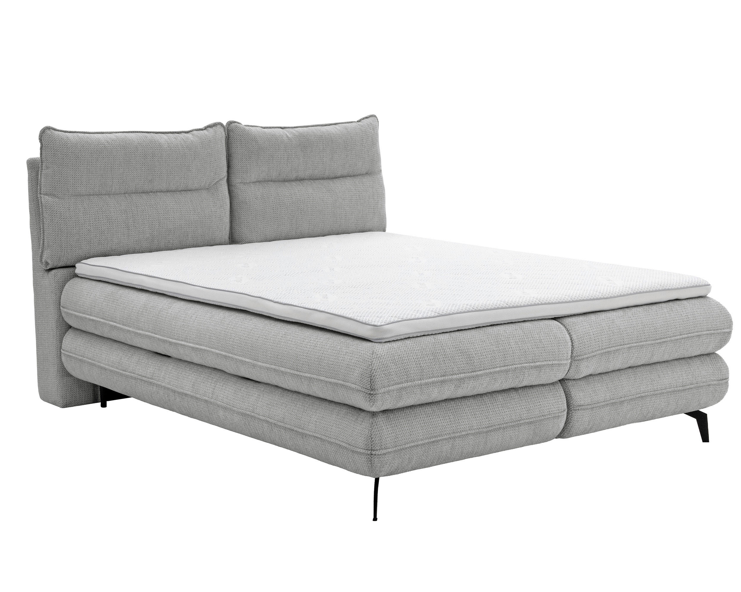 BOXBETT Verse 180 x 200 Einzelbett mit hochwertiger Bonell-Matratze und Topper VISCO - Grau - Grau, Holz (180/200cm) - Homesy