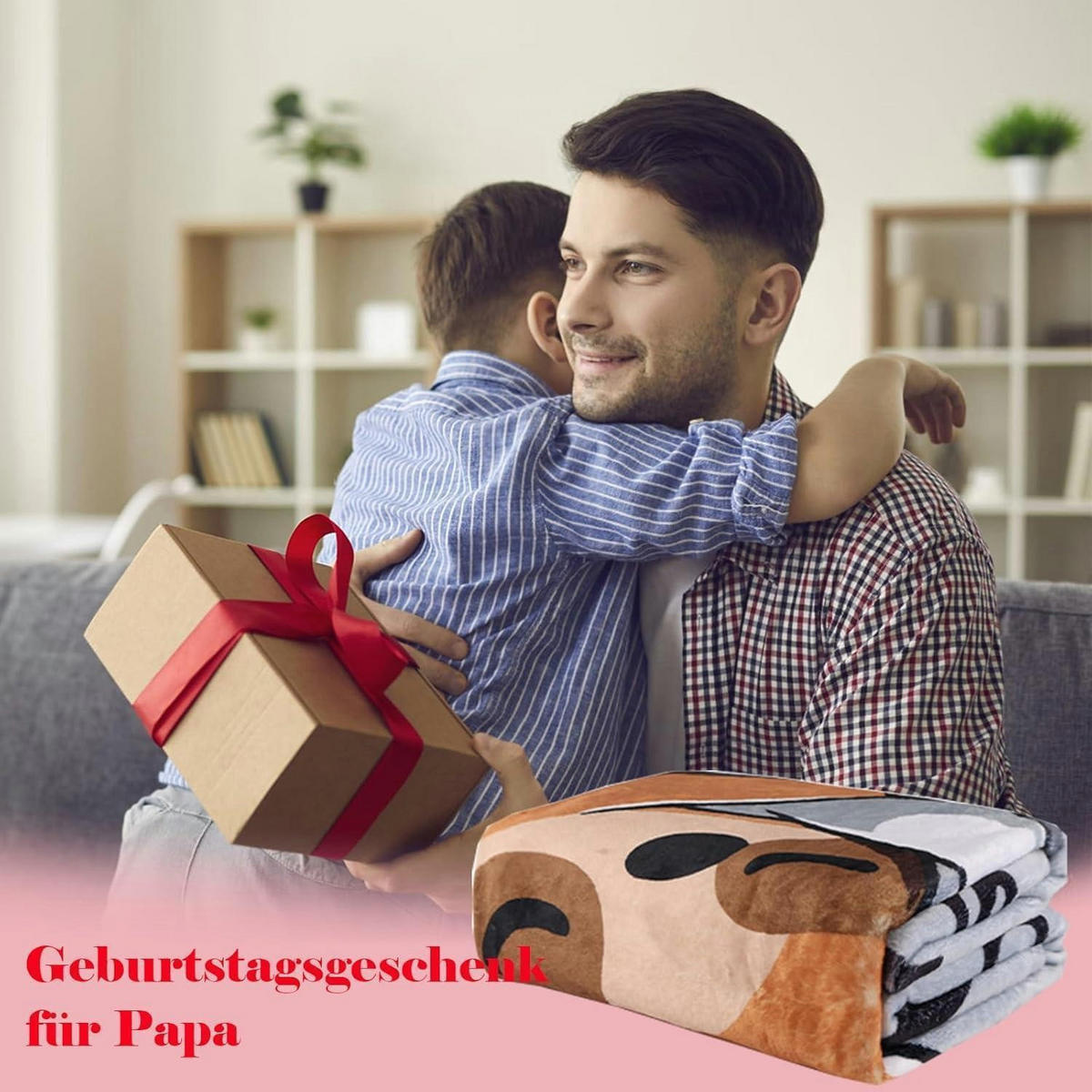 KUSCHELDECKE Papa Geschenk Grau - Grau, Textil (127/152.4cm)