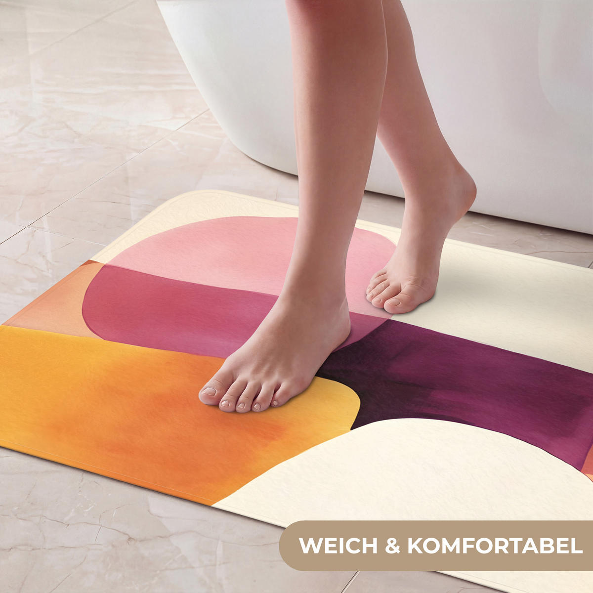 KOUPELNOVÁ PŘEDLOŽKA Tvary - abstraktní - barevné 80x50 cm - terakotová, textil/plast (80/50cm) - OnlyWow