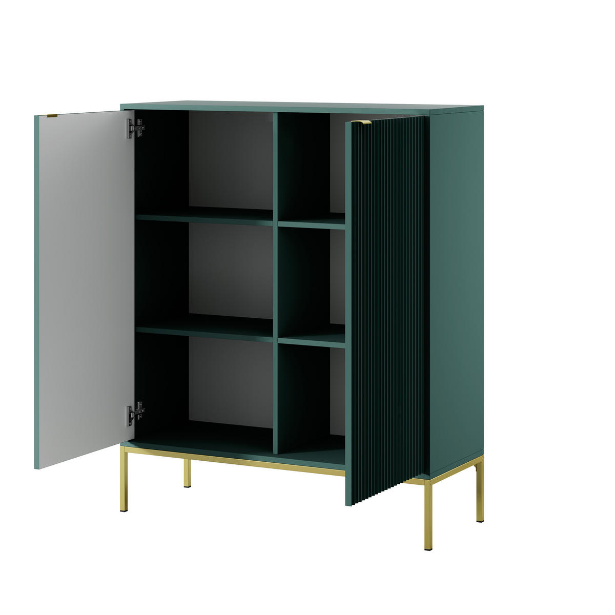 HIGHBOARD STELLARE 104/125/39 cm mit 2 Türen Hellgrün - Goldfarben/Hellgrün, Holzwerkstoff (104/125/39cm) - MASSENO