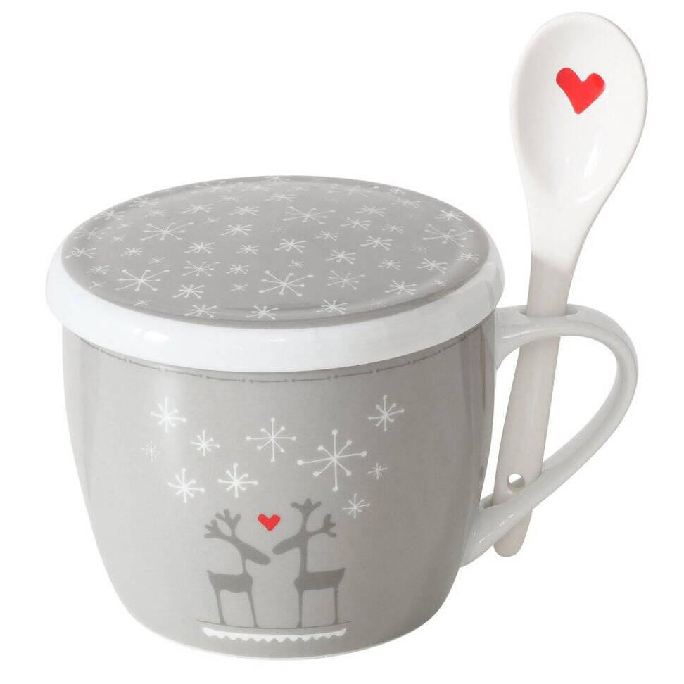 WEIHNACHTSTASSE Jumbo Lovelies 600 ml - Dunkelgrau, Keramik (0.6L) - Boltze Home