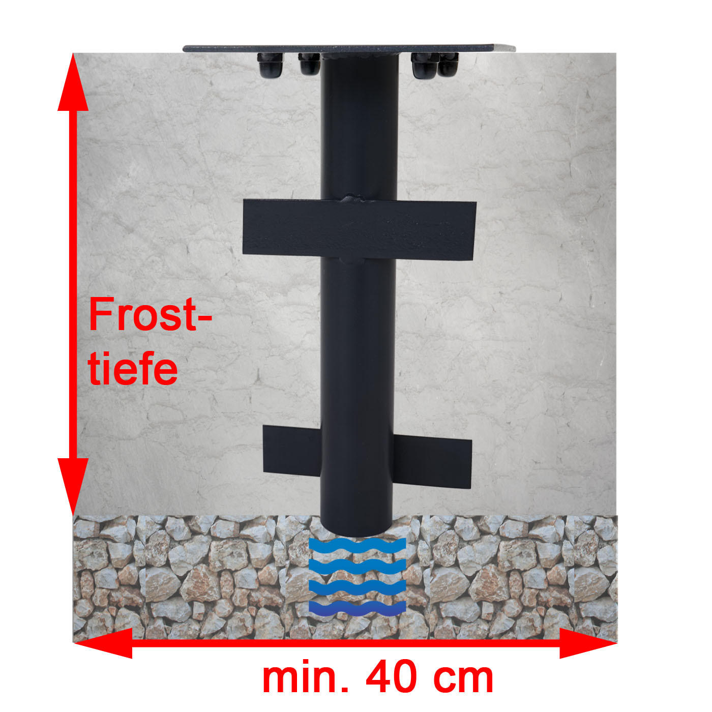 BODENHÜLSE FÜR SCHIRME Schwarz - Schwarz, Metall (19/19cm) - MCW