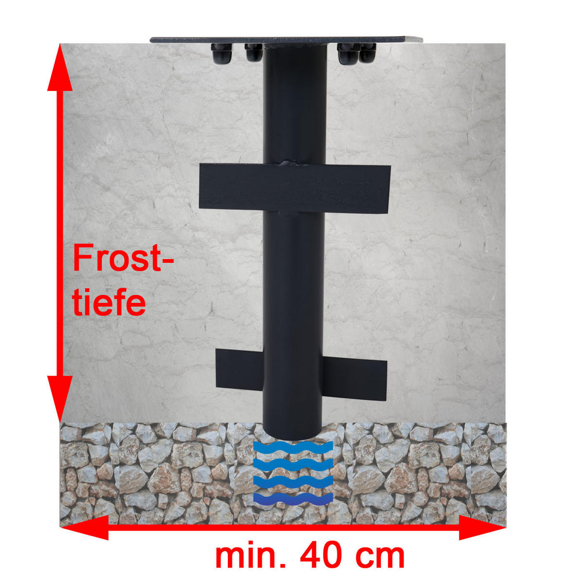 BODENHÜLSE FÜR SCHIRME Schwarz - Schwarz, Metall (19/19cm) - MCW