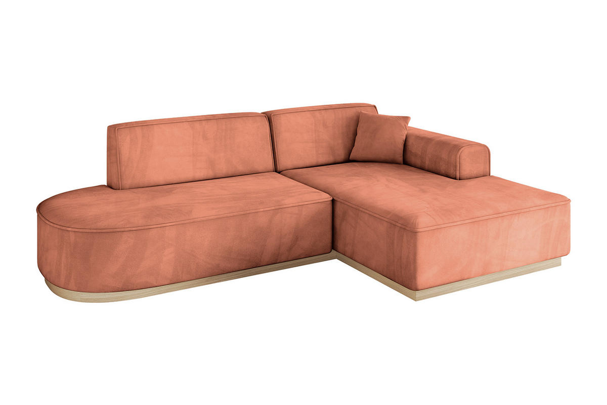 ECKSOFA Ottomane Rechts IREA-L1 - 232x165x80 cm Apricot - Koralle, Holzwerkstoff/Textil (232/165cm) - ALTDECOR