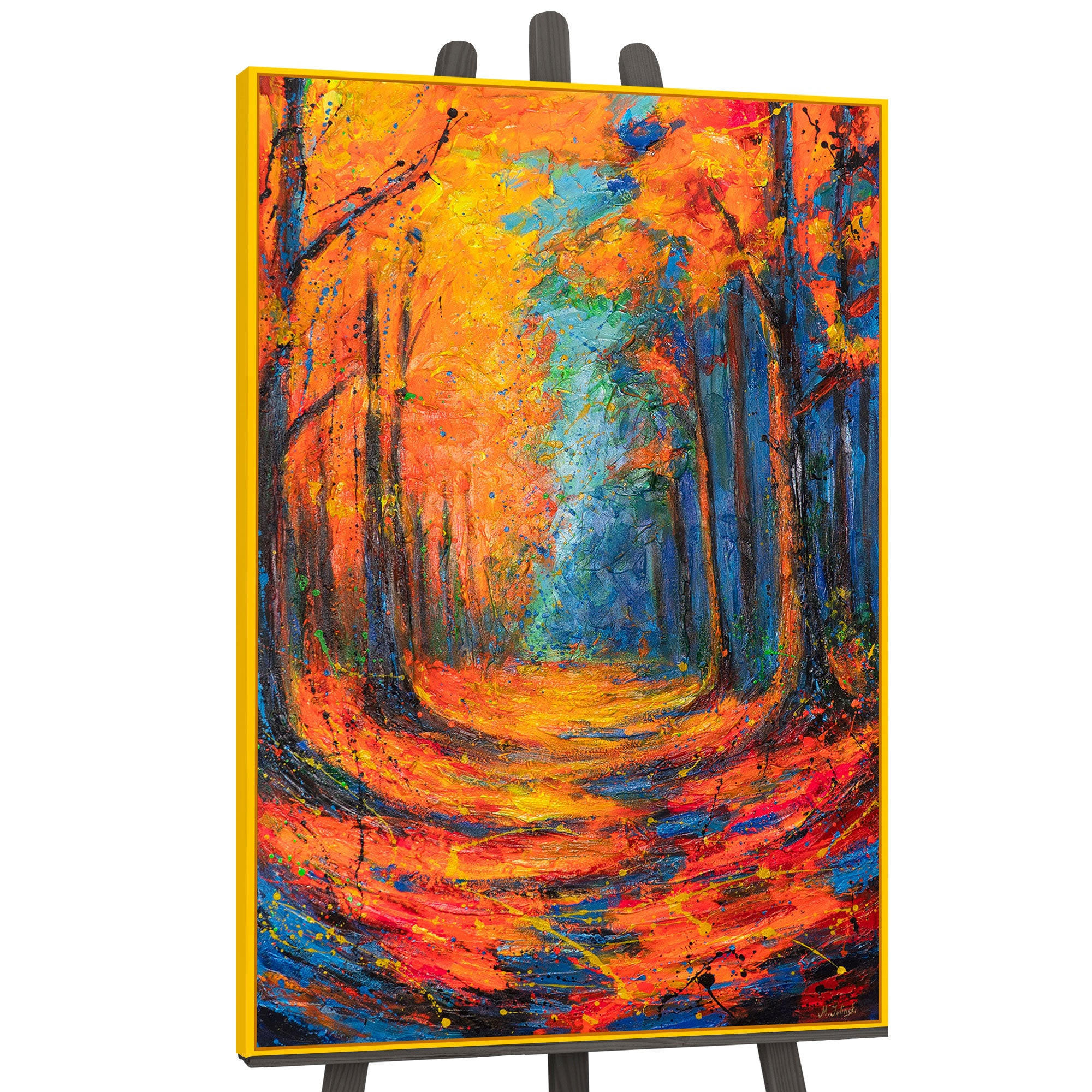 GEMÄLDE Atem des Laubs Schattenfugenrahmen Gelb 140x100 cm - Gelb, Holz (140/100cm) - YS-art gallery