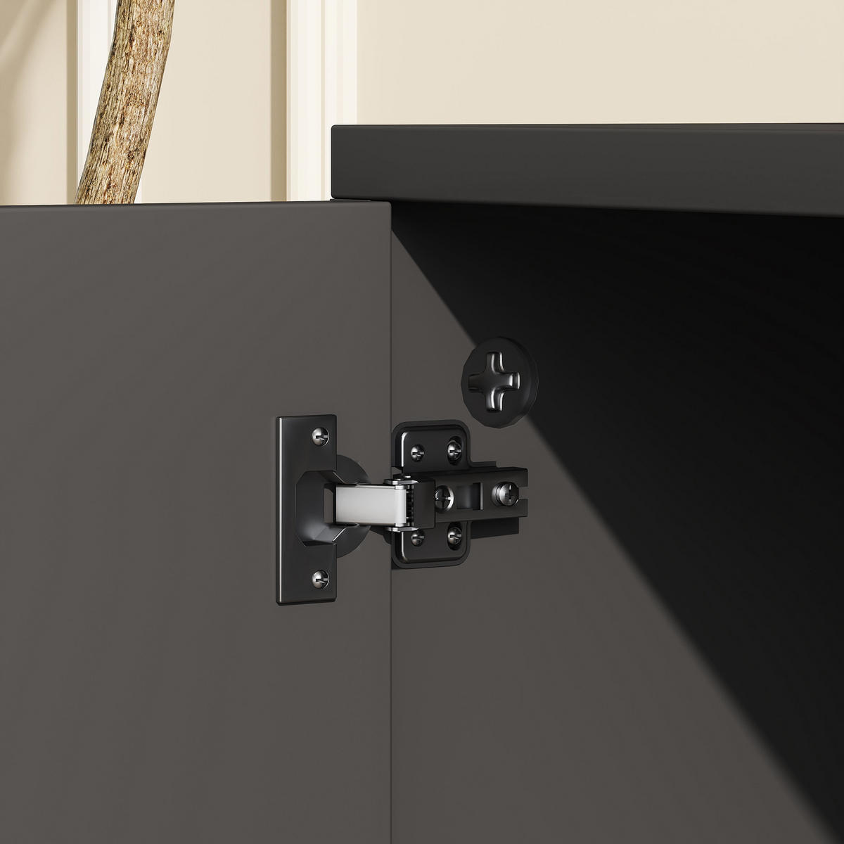 LOWBOARD DE-16124 80/45/41 cm Schwarz/Eiche hell - Weiß, Holzwerkstoff (80/39/45cm) - ComfortXL