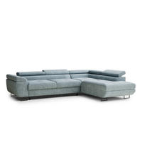 ECKSOFA Concord Hellblau Chenille-Stoff - Rechts Seite - Schwarz/Hellblau, Holz/Holzwerkstoff (277/203cm) - Maison de Reve