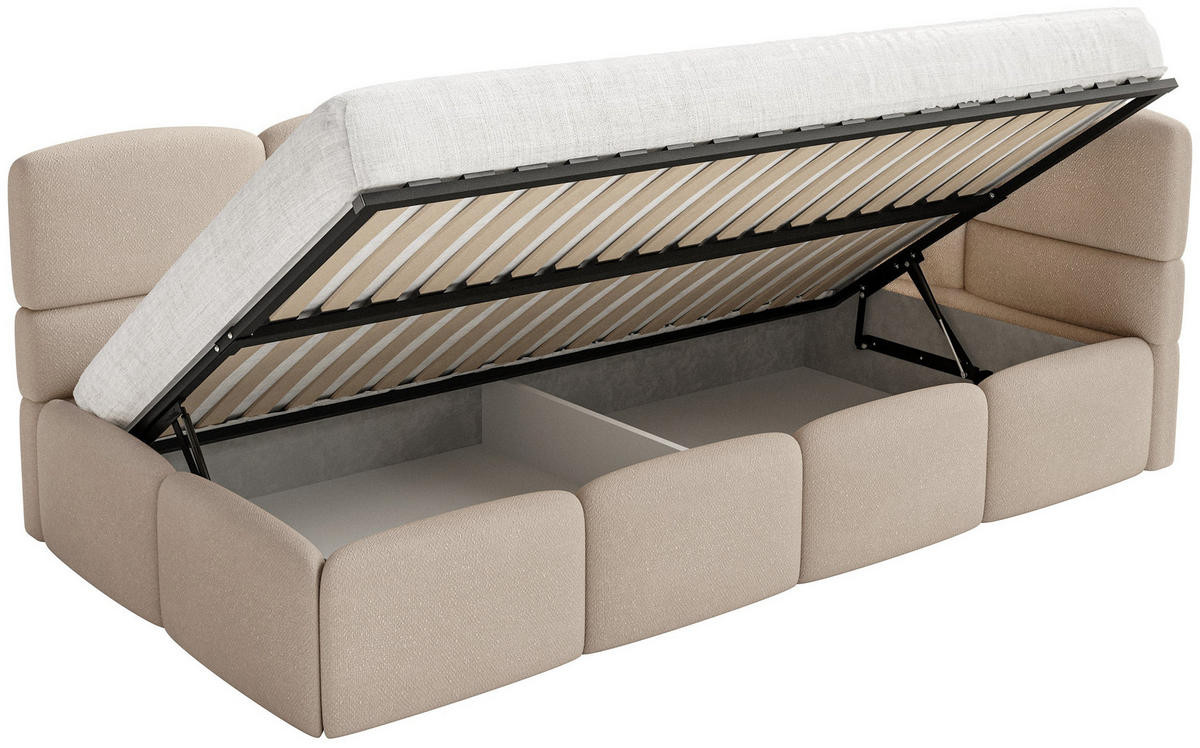 JUGENDBETT Cloudy Beige 120 cm, Chenille - Beige/Schwarz, Kunststoff/Textil (120/200cm) - Selsey