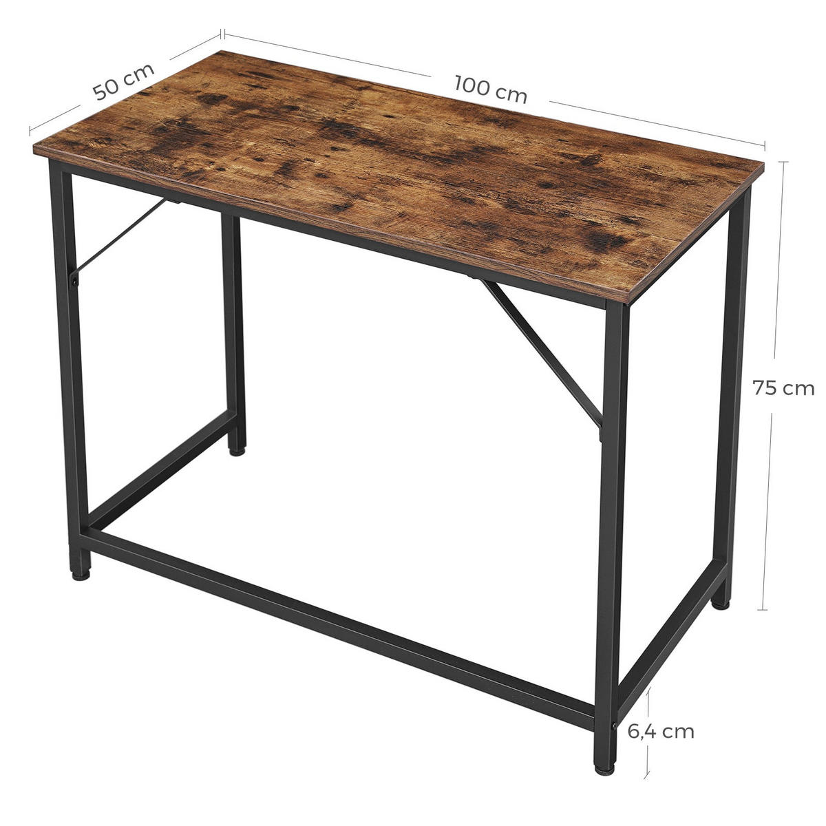 SCHREIBTISCH COMPUTERTISCH SCHMAL - Braun, Holzwerkstoff (100/50/75cm) - Hansiro