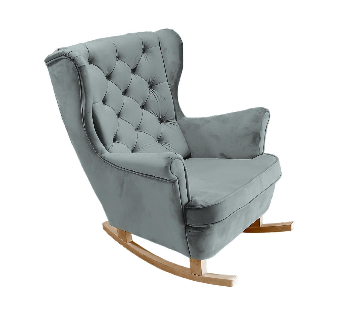 SCHAUKELSESSEL mit gepolstertem Sitz und Armlehnen, 102x81x95 cm, Asche_29859 - Buchefarben/Zinkfarben, Holz/Textil (81/102/95cm) - DomoHome