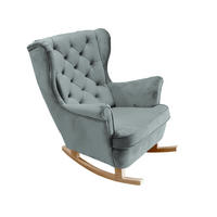SCHAUKELSESSEL mit gepolstertem Sitz und Armlehnen, 102x81x95 cm, Asche_29859 - Buchefarben/Zinkfarben, Holz/Textil (81/102/95cm) - DomoHome