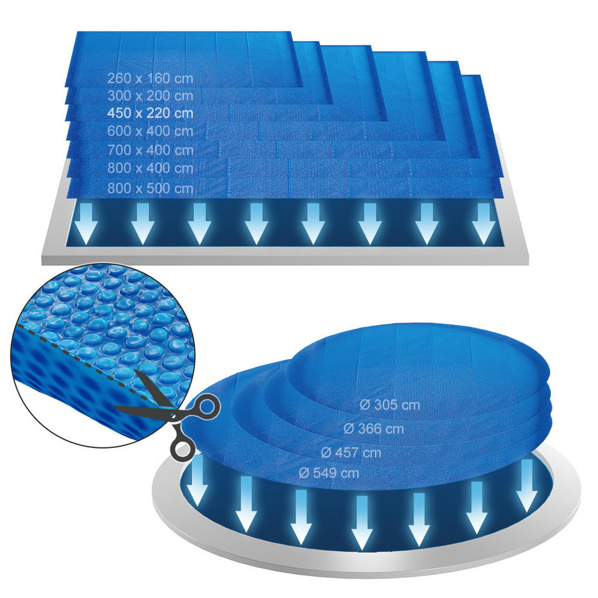 SOLARFOLIE Blau 450 cm robuste 400µ My Solarplane - Dunkelblau, Kunststoff (450/220cm) - OK-Living