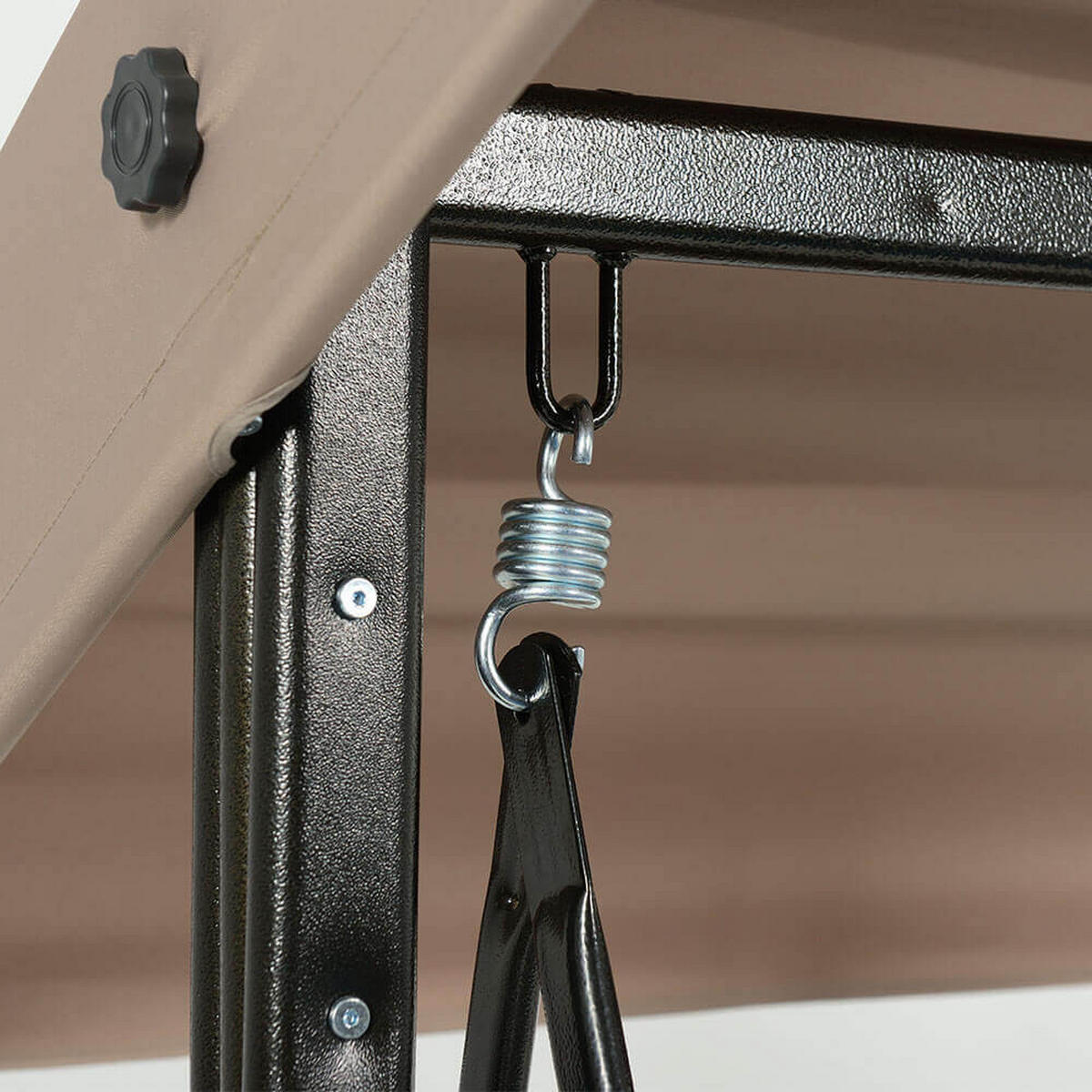 HOLLYWOODSCHAUKEL DESCANSO - Beige, Ohne Regenabdeckung - Beige, Textil/Metall (115/195/198cm) - Home Deluxe