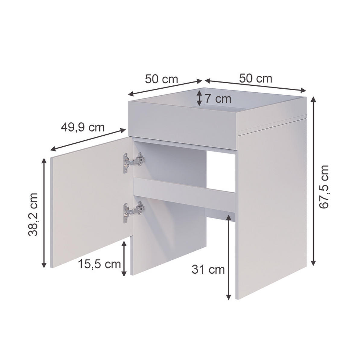 SKŘÍŇ S ROBOTICKÝM VYSAVAČEM Dustin Bílá 50 x 67.5 cm s 1 dveřmi - bílá, kompozitní dřevo (50/67.5/50cm) - Vicco