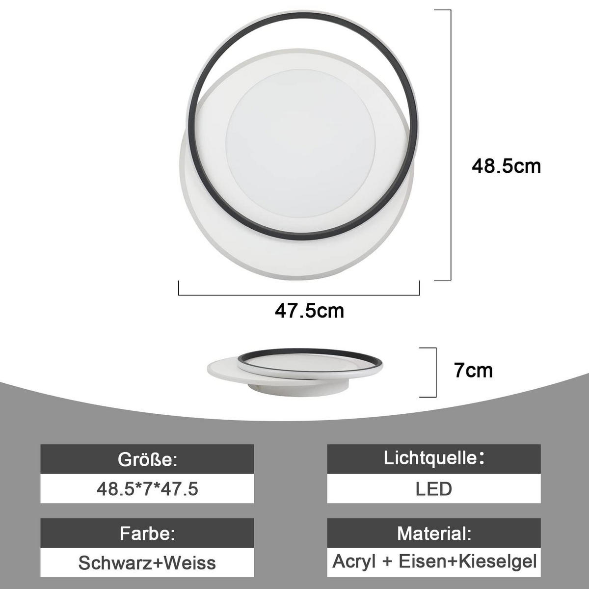 LED-DECKENLEUCHTE Sonnensystem 48.5/47.5/7 cm - Weiß, Metall (48.5/7/47.5cm) - ZMH