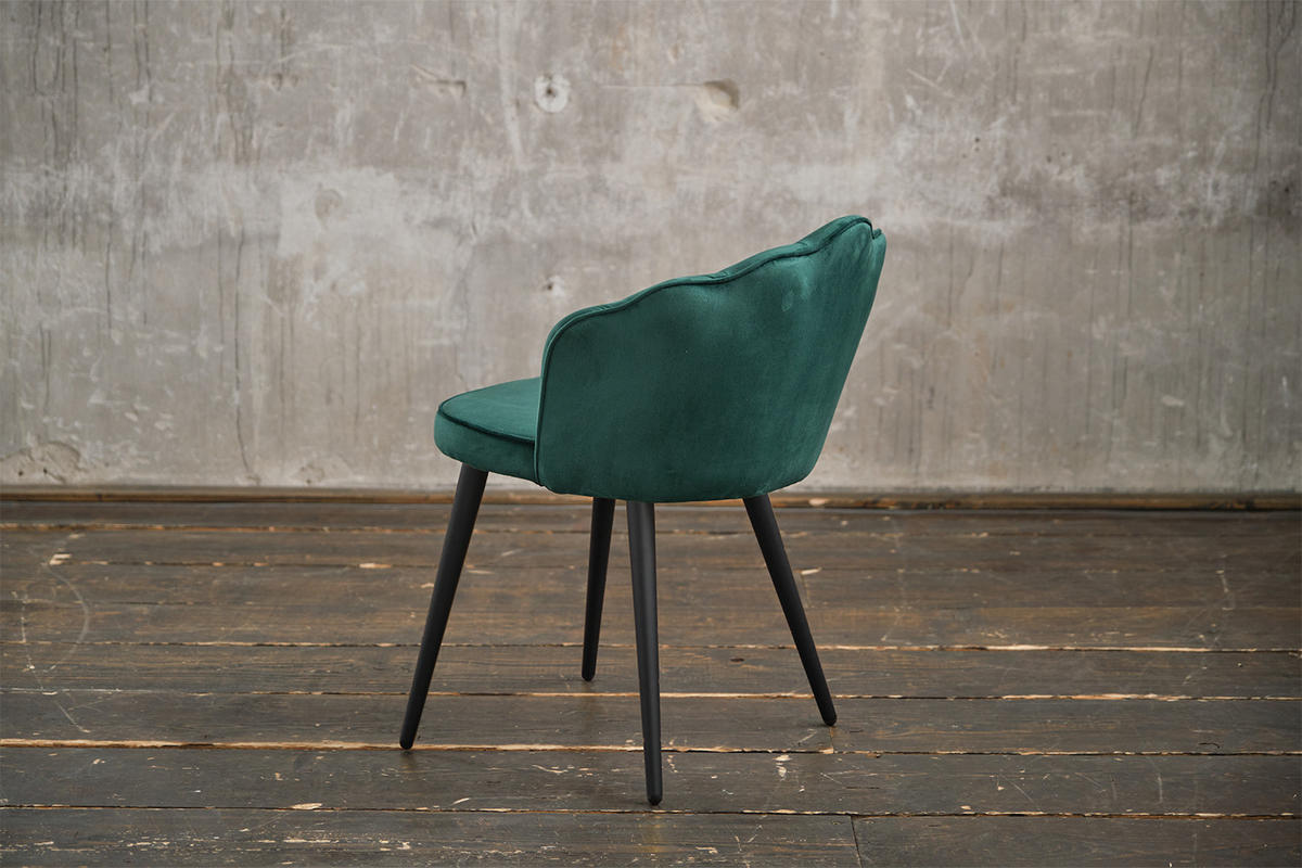 ESSZIMMERSTUHL SALLY Grün Velvet - Schwarz/Grün, Textil (55/76/57cm) - KAWOLA