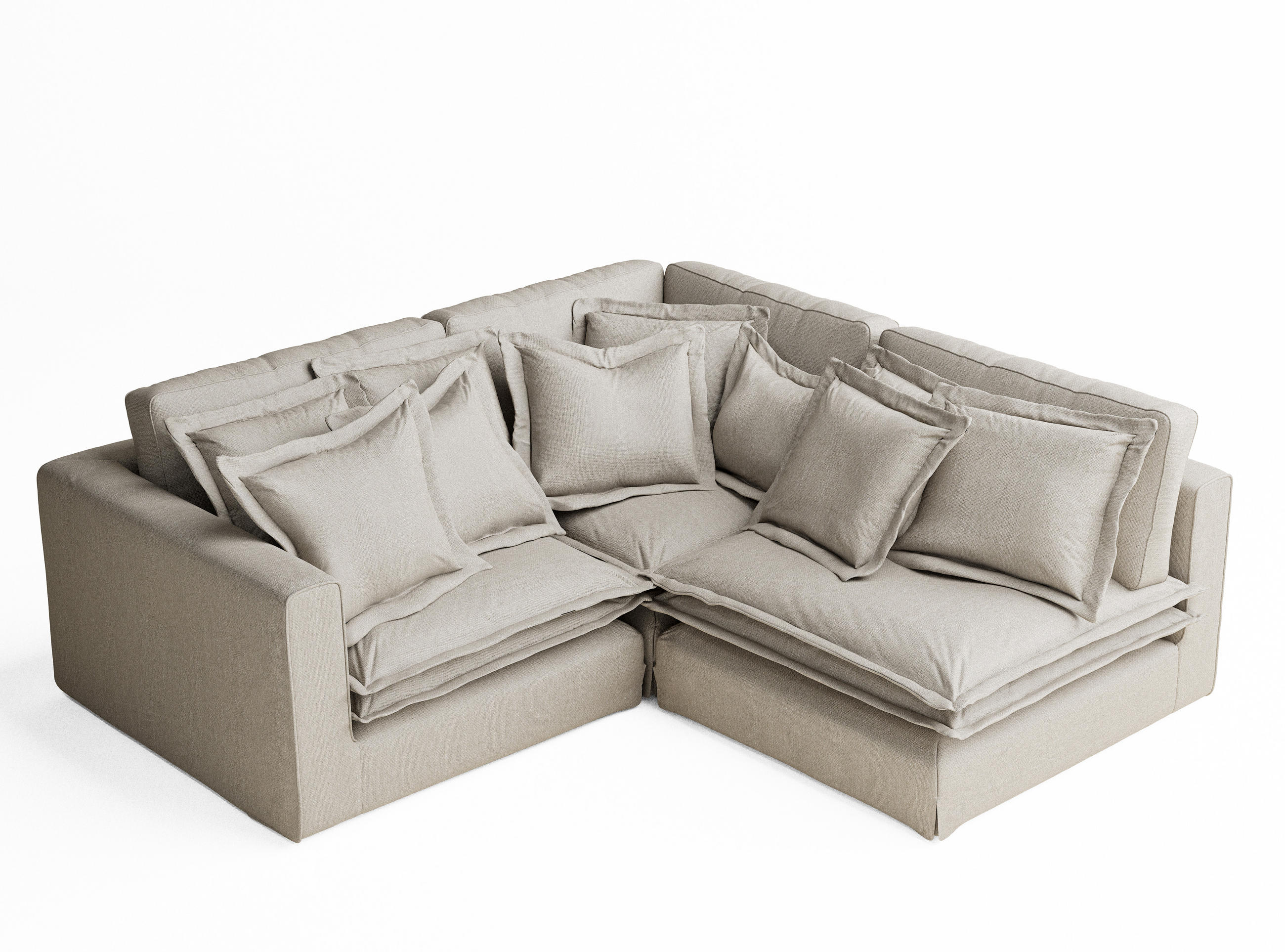 ECKSOFA Amalfi Beige Webstoff - Beige/Schwarz, Holz/Holzwerkstoff (238/222cm) - Maison de Reve