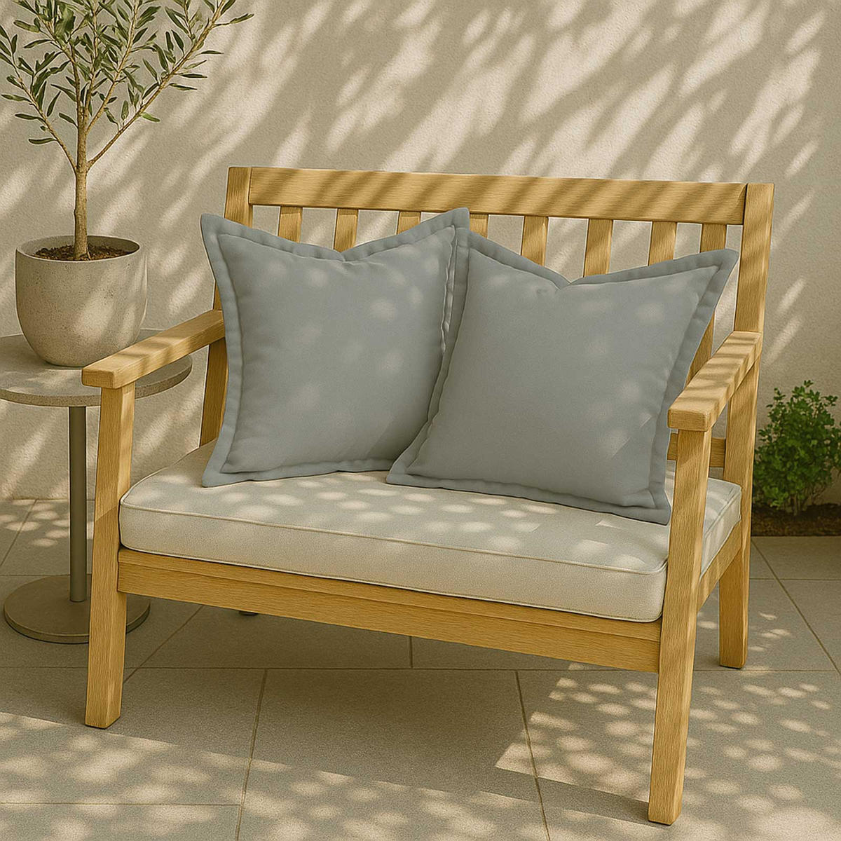 OUTDOOR-KISSEN 2er-Set grau 45/45 cm - Grau, Textil (45/45cm) - Homescapes