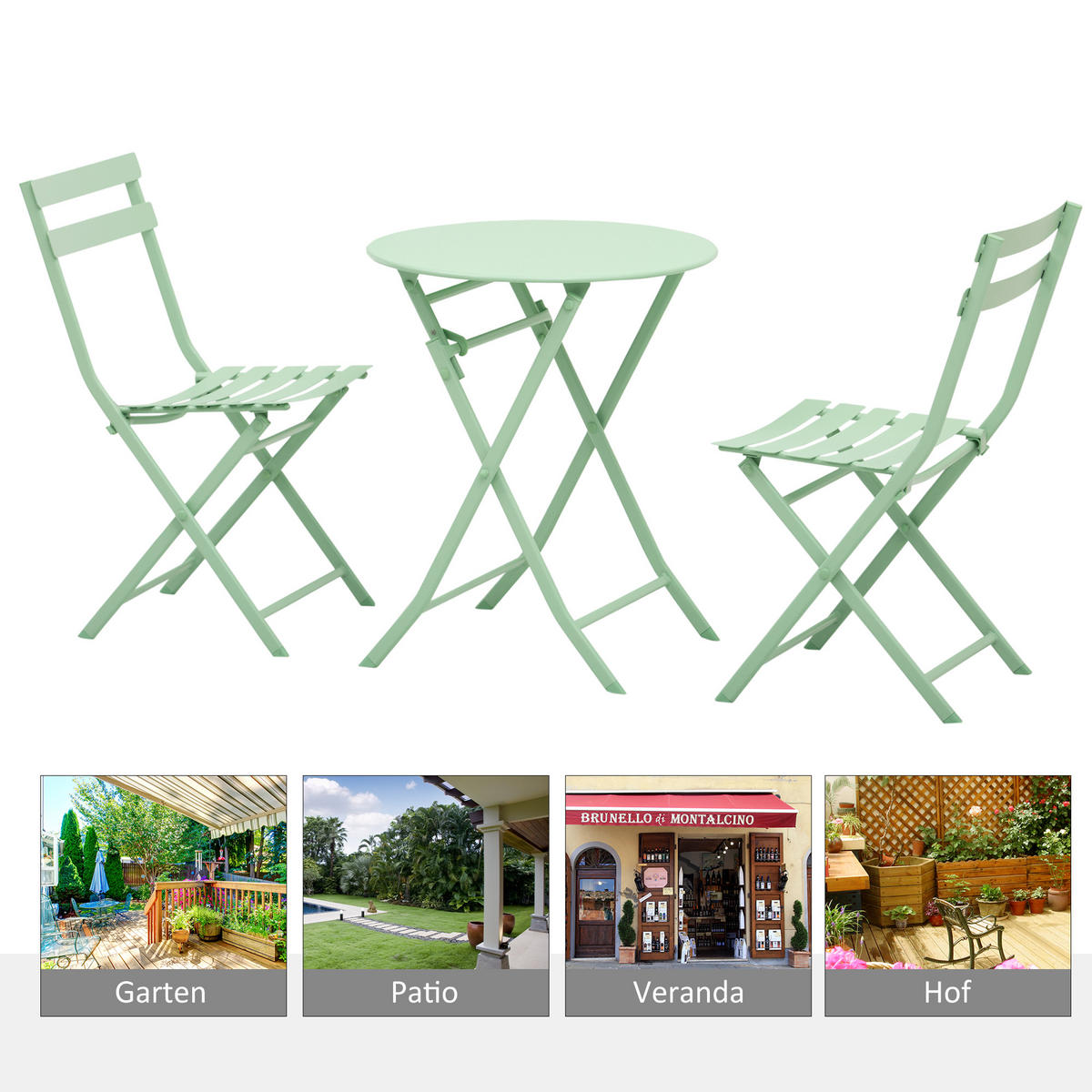 GARTENMÖBEL Set, Metall, Grün - Grün, Metall - Outsunny