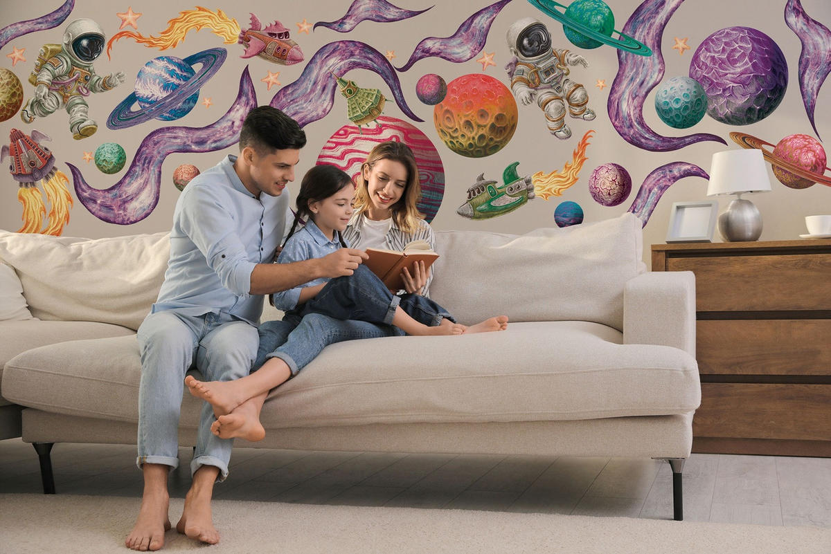 WANDAUFKLEBER 80x123cm - Weltraumträume - Multicolor, Kunststoff (80/123/0.1cm) - Wallfluent