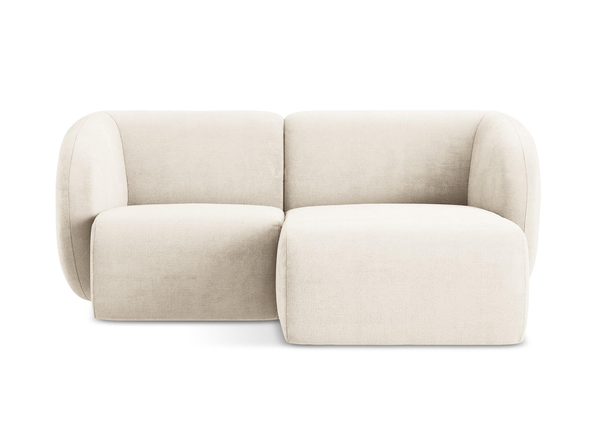 ECKSOFA Rechts Chenille Stoff Beige - Creme/Schwarz, Holzwerkstoff/Kunststoff (178/166cm) - Makamii