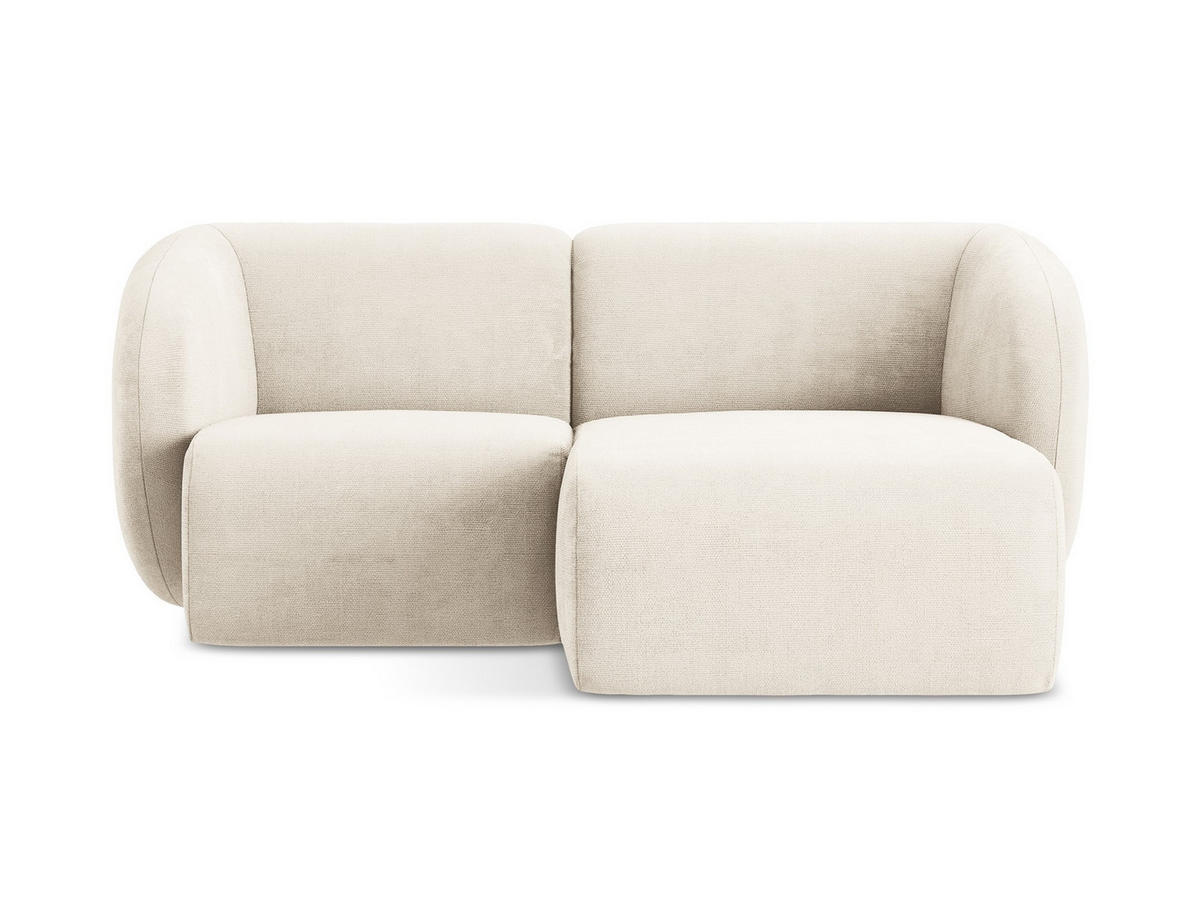 ECKSOFA Rechts Chenille Stoff Beige - Creme/Schwarz, Holzwerkstoff/Kunststoff (178/166cm) - Makamii