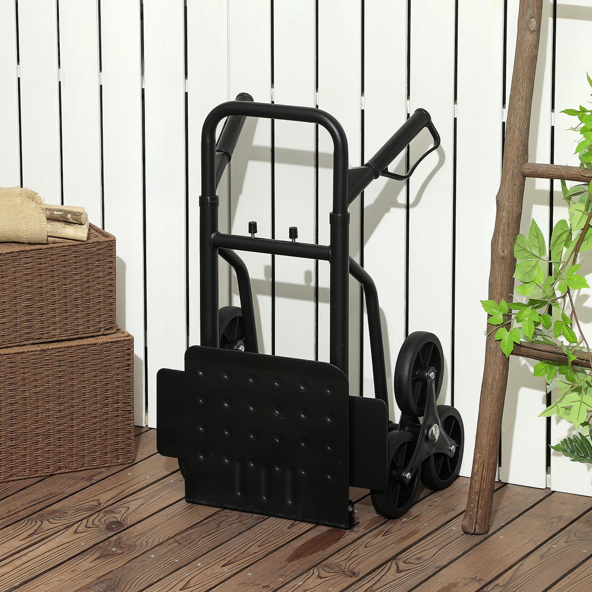 TREPPENSACKKARREN DE-18165 120 kg, 6 Rollen, klappbar Schwarz - Schwarz, Metall (44/38/106.5cm) - ComfortXL