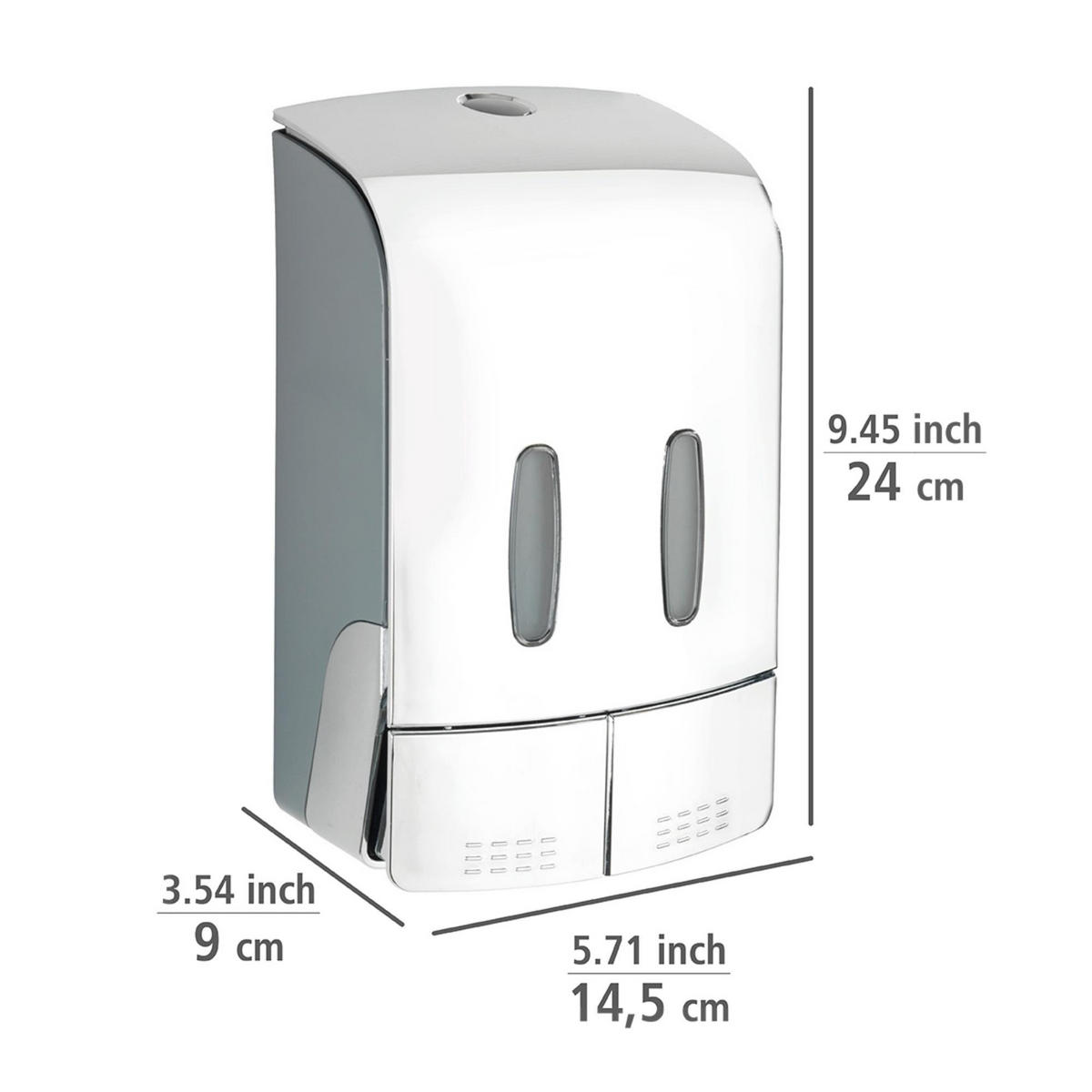 SEIFEN- und Desinfektionsmittelspender Tartas 960 ml 9/14,5/24 cm - Silberfarben, Kunststoff (14.5/24/9cm) - Wenko