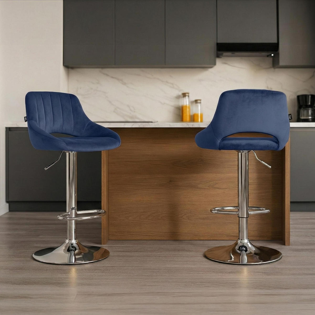 BARHOCKER Milet Samtbezug 85x47x48 cm blau - Blau, Textil (47/85/48cm) - furnicato