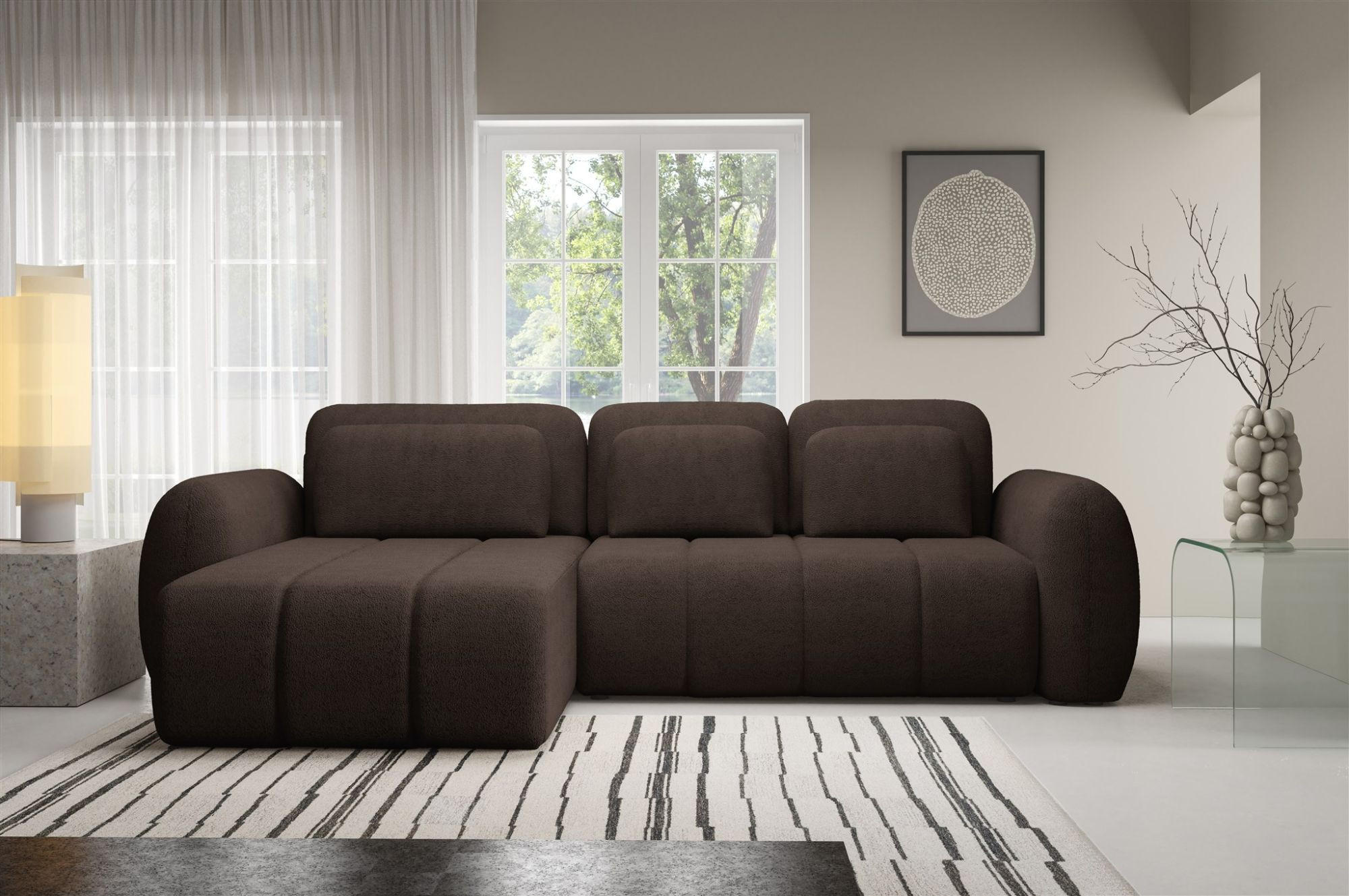 ECKSOFA Caria Mit Schlaffunktion - Braun, Holzwerkstoff/Textil (304/190cm) - Fun Möbel
