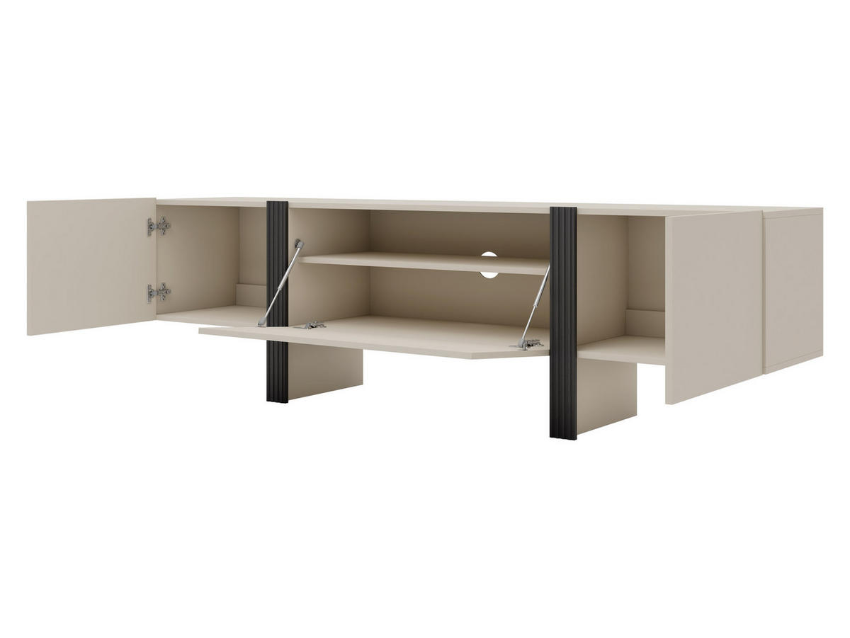 TV-LOWBOARD 200 3D Tore 01 - Kaschmir/Schwarz, Holzwerkstoff (200/58/41cm) - MIRJAN24