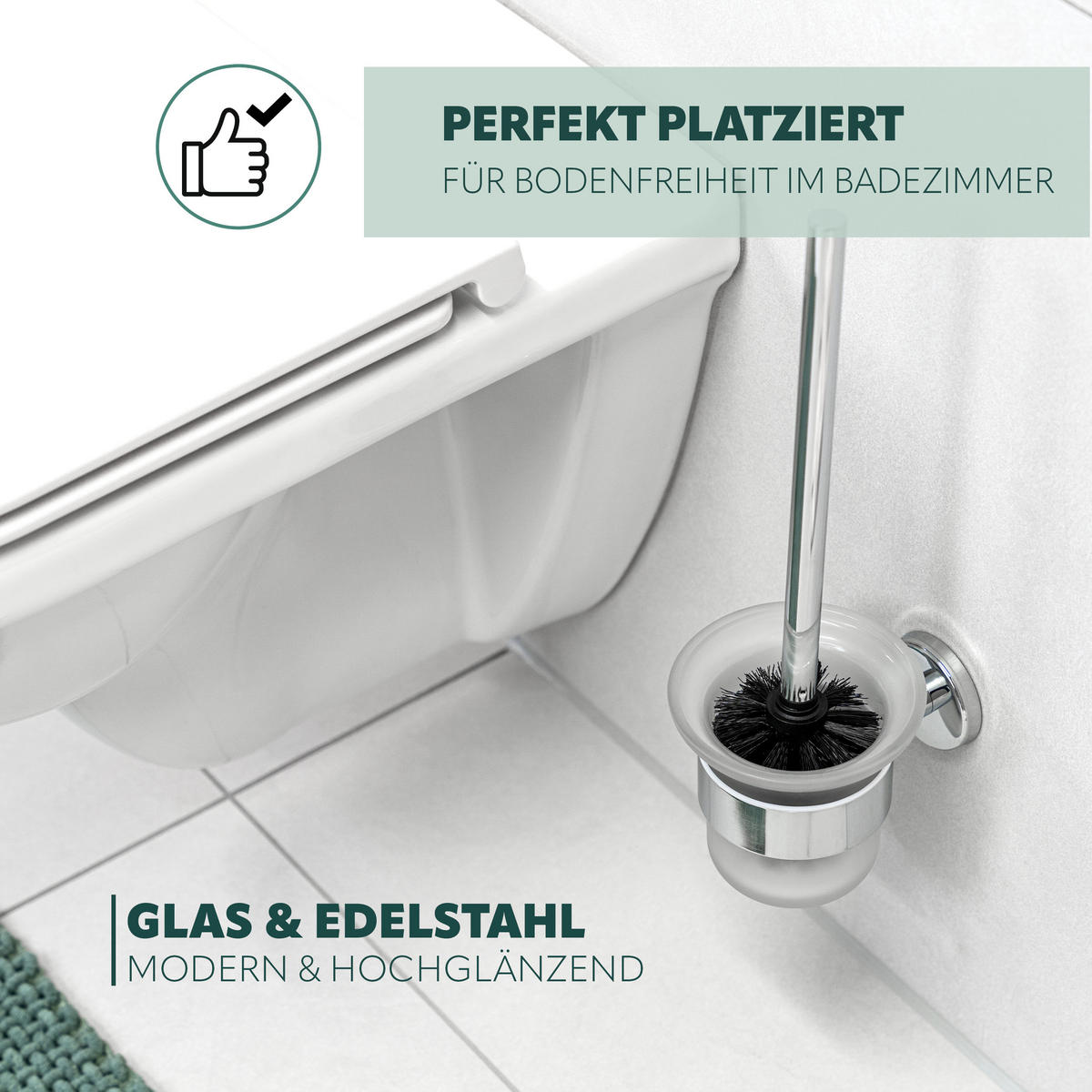 BADEZIMMER-ZUBEHÖR-SET LUCENTE 2tlg., Edelstahl, matt - Chromfarben, Metall (15.5/11/6cm) - bremermann
