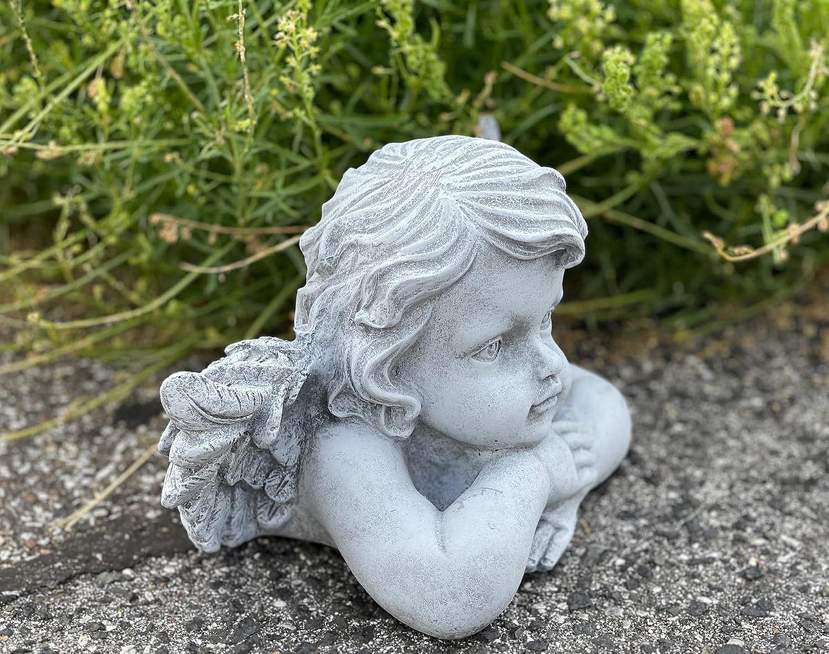 STEINFIGUR Engel Büste groß Steinguss frostfest - Grau, Stein (24/15/15cm) - stoneandstyle