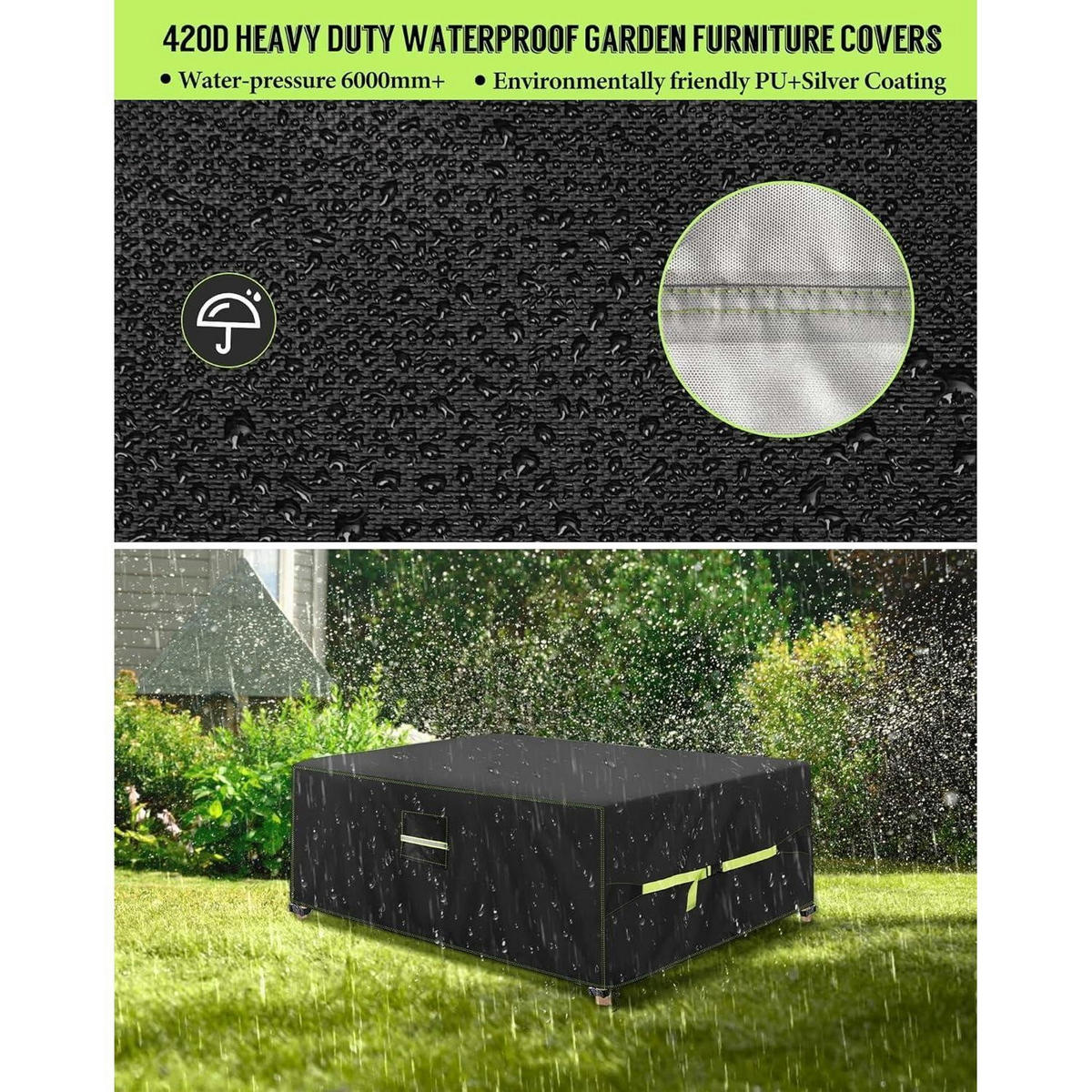 ABDECKHAUBE Gartenmöbel 160 x 150 x 85 cm 420D Oxford Wasserdicht UV-Beständig - Schwarz, Kunststoff (10/5/20cm)