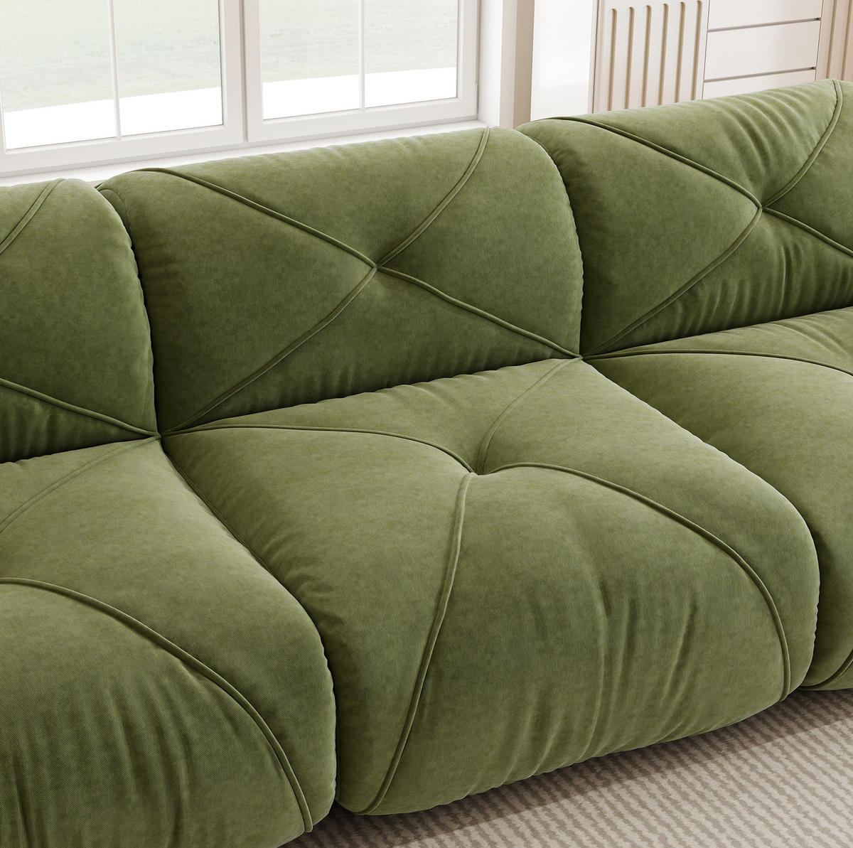 ECKSOFA 281/95/76 cm grün aus Chenille mit flexiblem System - Grün, Textil (95/281cm) - OKWISH
