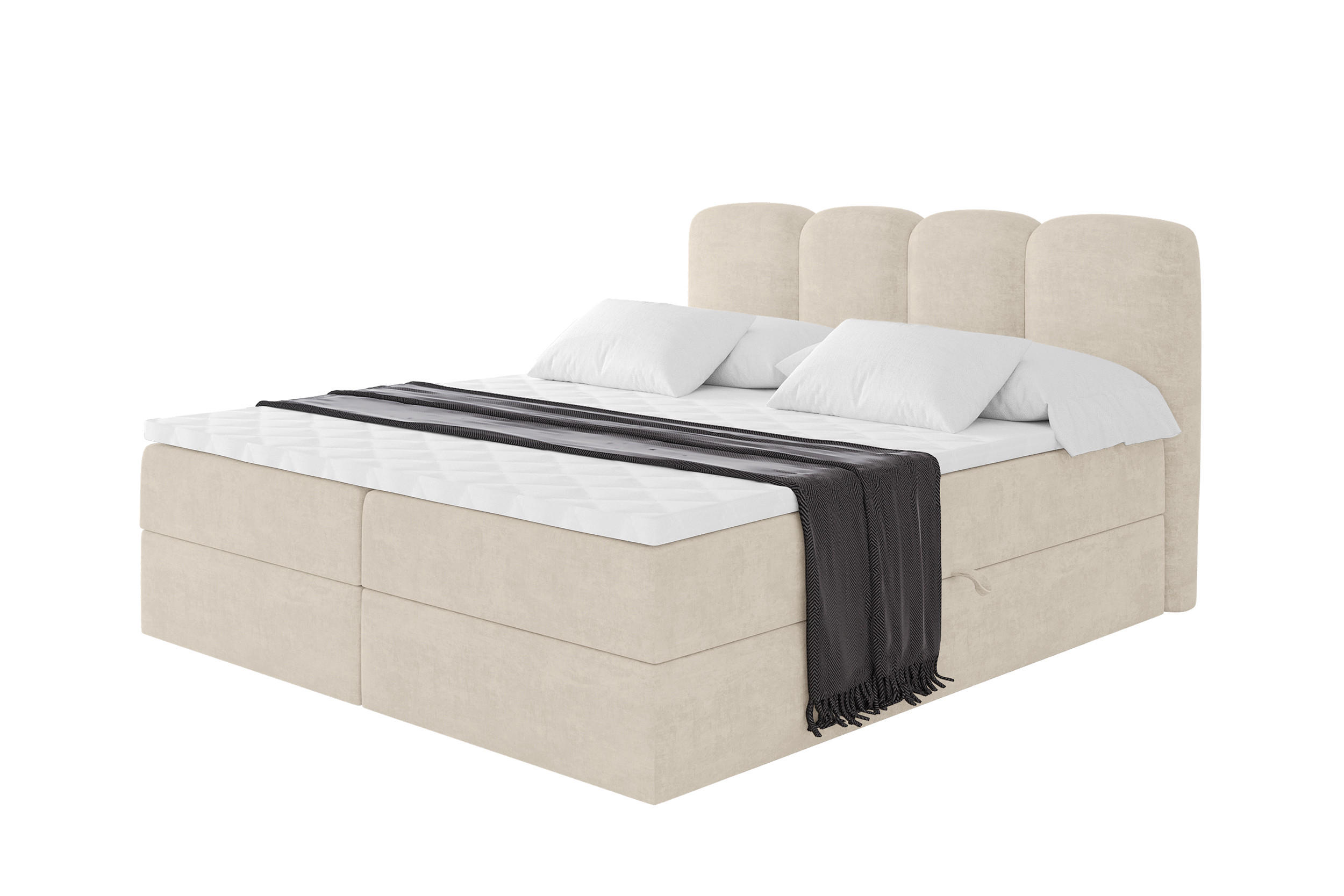 BOXBETT mit Matratze H4 - NINA - 160x200 cm - Beige - Sahara, Holzwerkstoff (160/200cm) - ALTDECOR