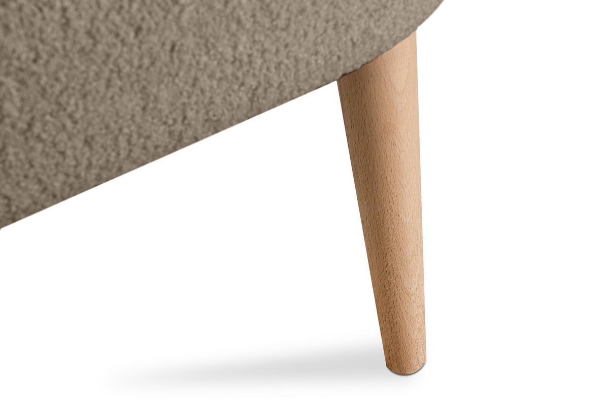 COCKTAILSESSEL APPA auf hohen Beinen aus Buche, aus recyceltem Boucle-Stoff, Hellbraun/Buche Dekor - Hellbraun/Buchefarben, Holz/Textil (63/89/65cm) - KONSIMO®