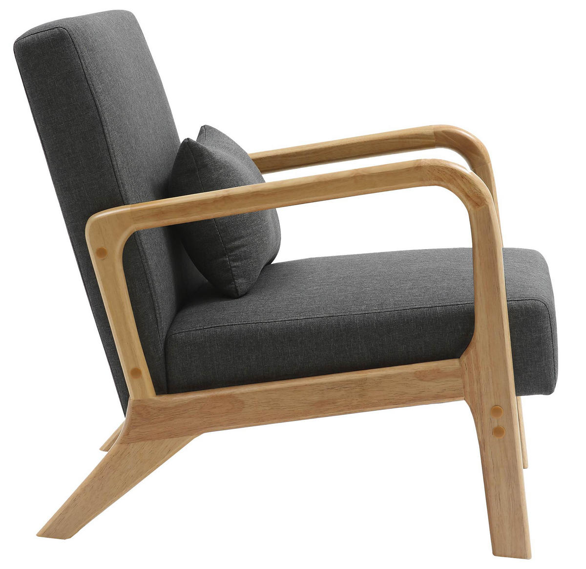SESSEL Holz dunkelgrau - Eukalyptusholzfarben/Dunkelgrau, Holz/Textil (64/74/80cm) - CLP