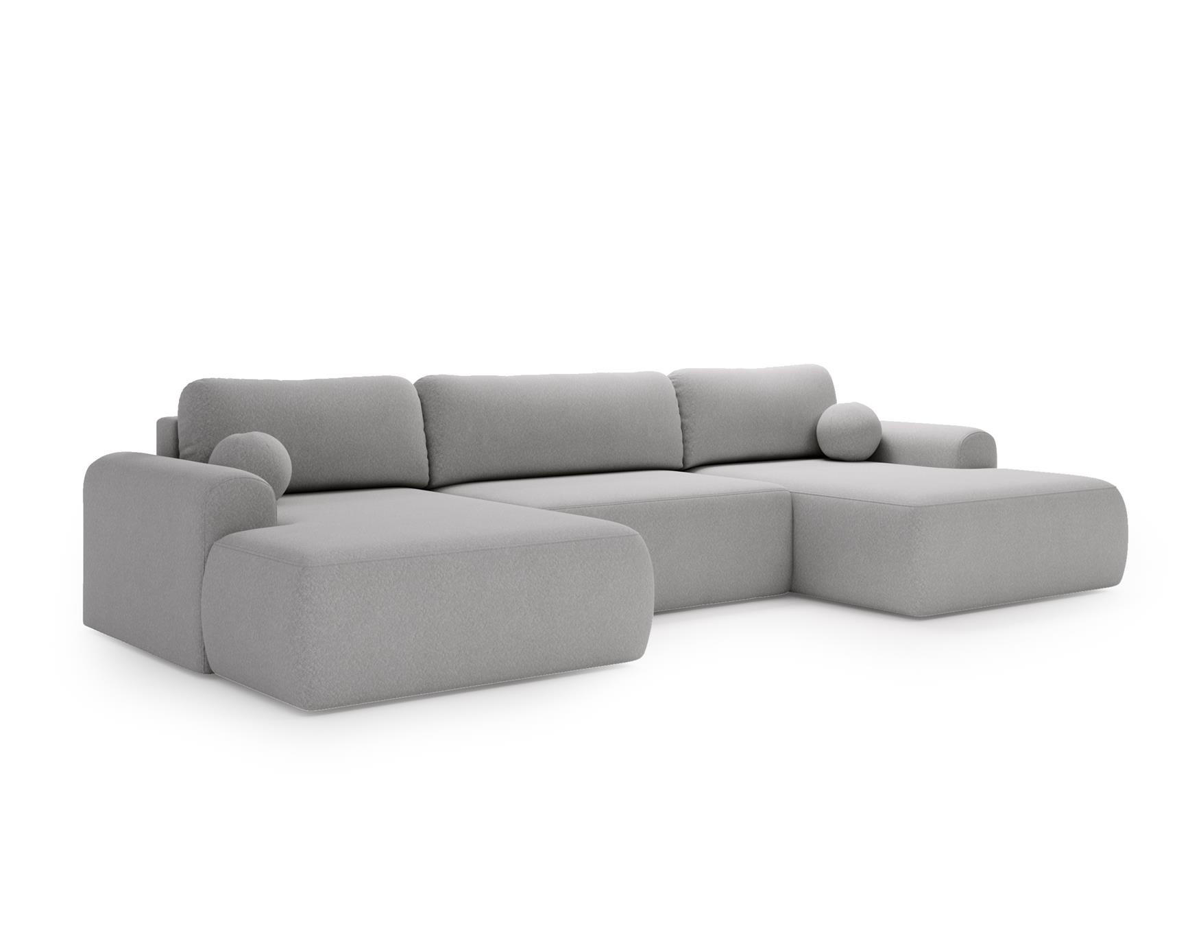 WOHNLANDSCHAFT Aurora Hellgrau, mit Schlaffunktion in Lambi Stoff - Hellgrau, Holzwerkstoff/Textil (344/92/177cm) - Bettso