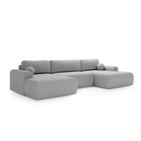 WOHNLANDSCHAFT Aurora Hellgrau, mit Schlaffunktion in Lambi Stoff - Hellgrau, Holzwerkstoff/Textil (344/92/177cm) - Bettso