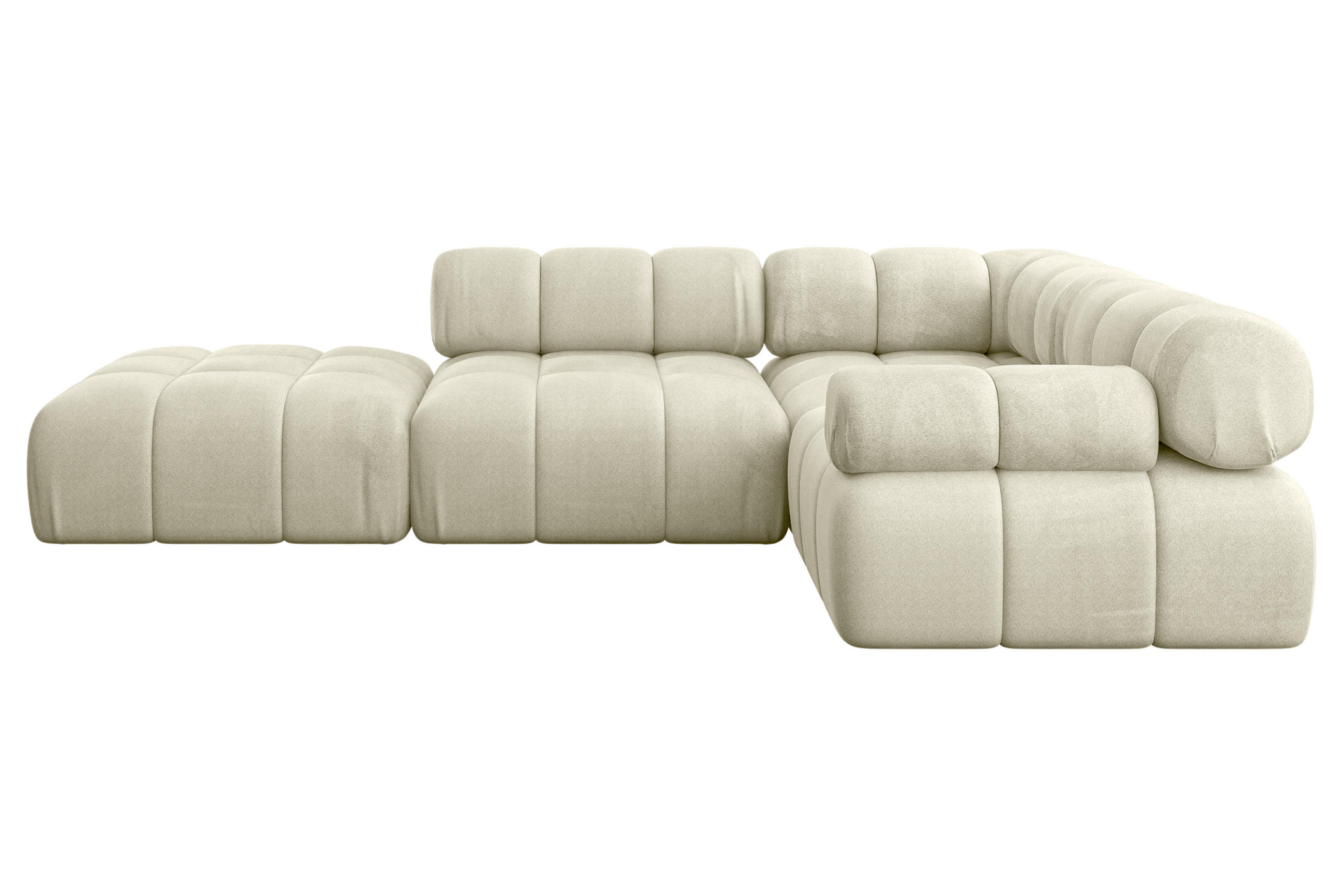 ECKSOFA modulares Sofa Felto-L1 - 285x190x70 cm Beige Velours - Beige, Holzwerkstoff/Textil (285/190cm) - ALTDECOR