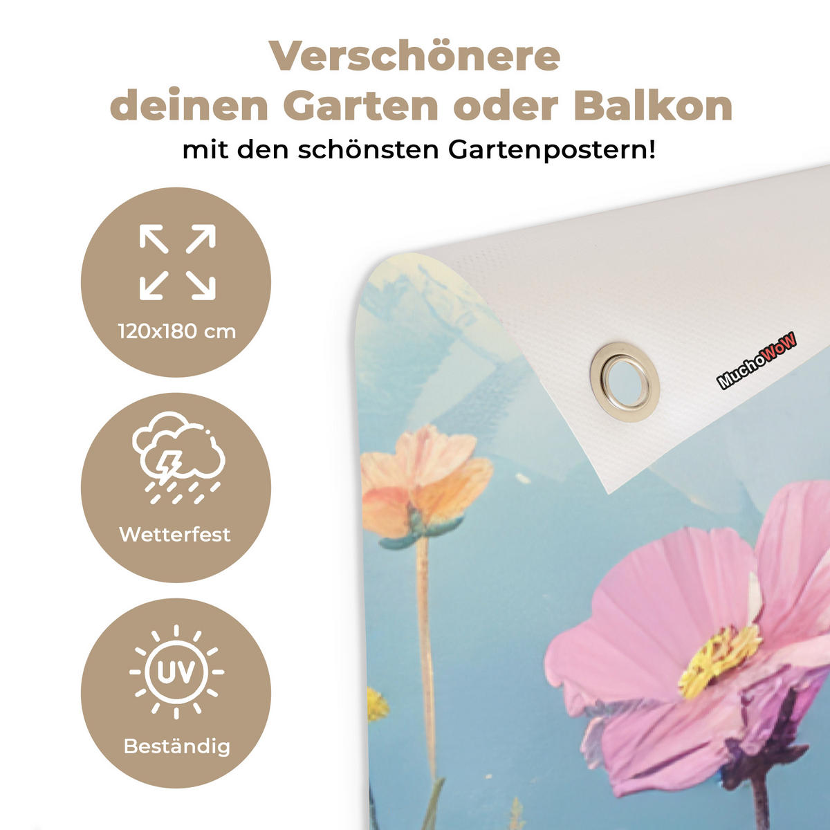 ZAHRADNÍ PLAKÁT Květiny - Příroda - Botanické - Umění 120x180 cm - světle modrá, plast (120/180/0.2cm) - OnlyWow