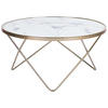 COUCHTISCH Marmor Optik weiß/gold 80 cm Meridian - Goldfarben/Weiß, Glas (80/80/40cm) - Beliani