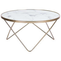 COUCHTISCH Marmor Optik weiß/gold 80 cm Meridian - Goldfarben/Weiß, Glas (80/80/40cm) - Beliani