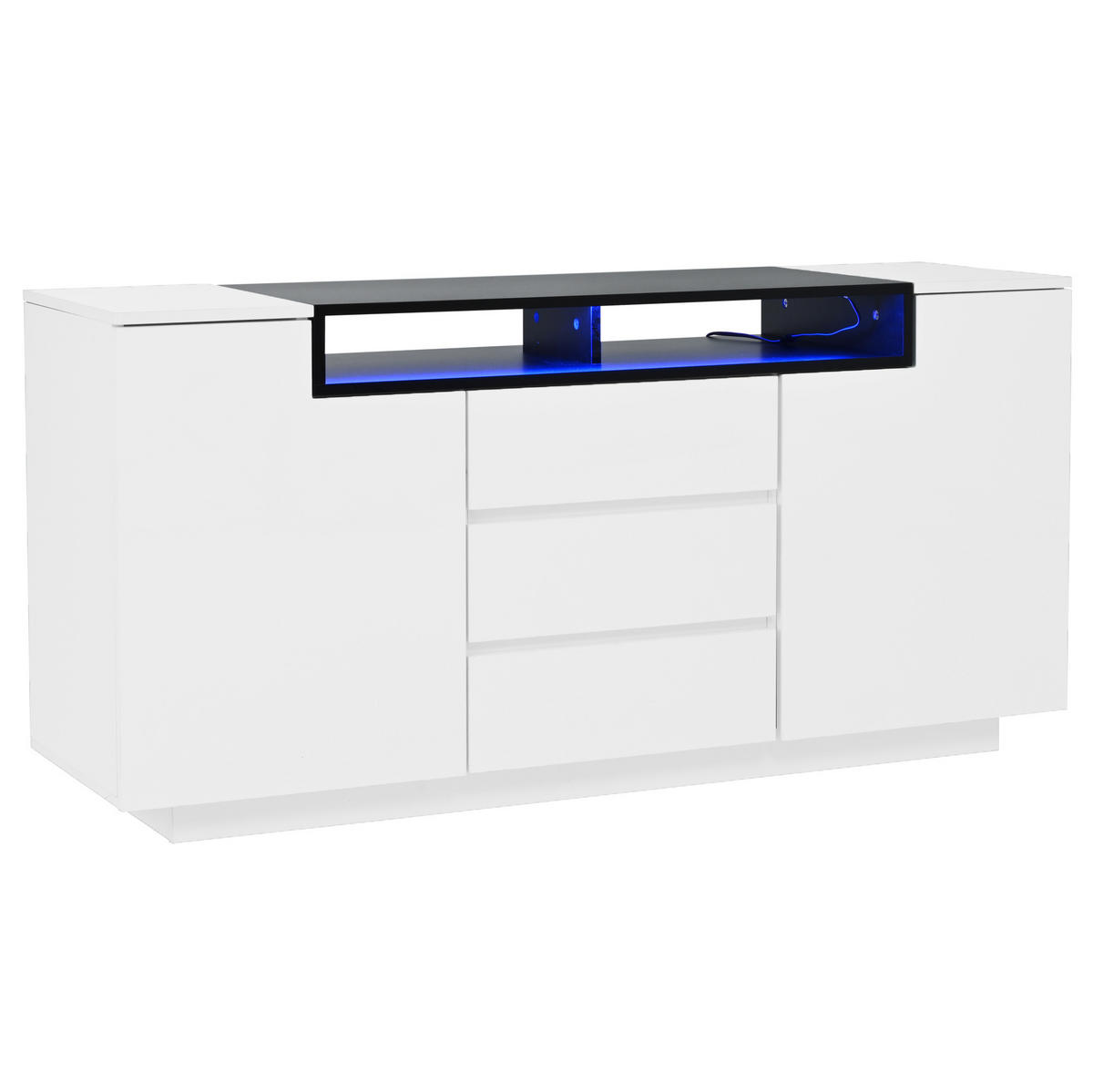 SIDEBOARD 68,6/35/90,3 cm mit 2 Schubladen, verstellbarem Einlegeboden und Holzoptik, Weiß - Weiß, Holz (68.6/90.3/35cm) - Redom