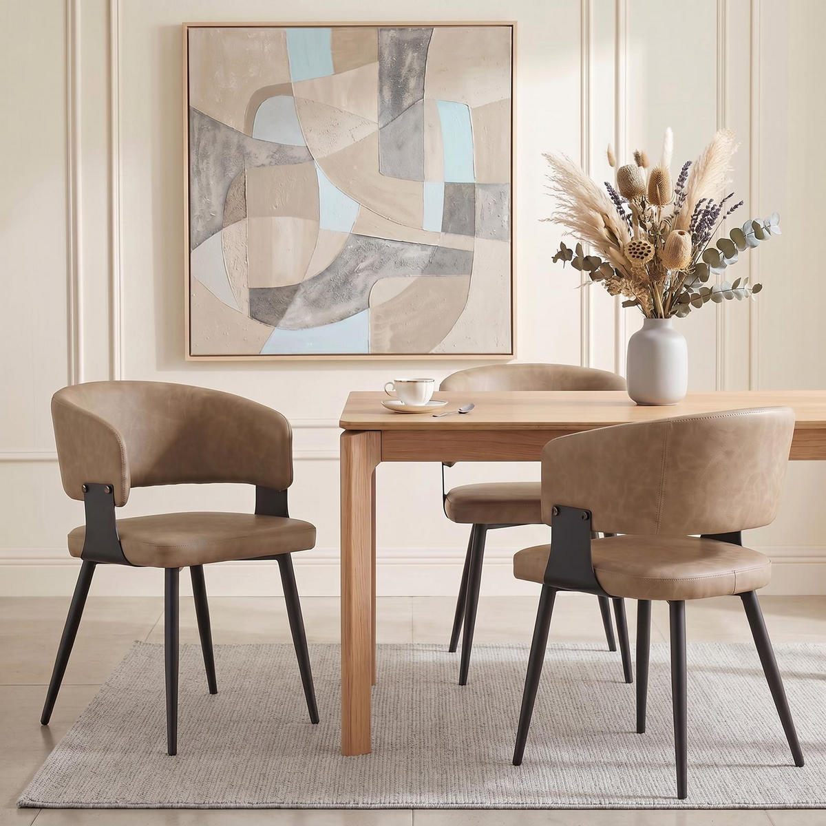 ESSZIMMERSTÜHLE PAVIA 2er-Set cappuccino - Kaschmir, Textil (54/80/59cm) - IDIMEX